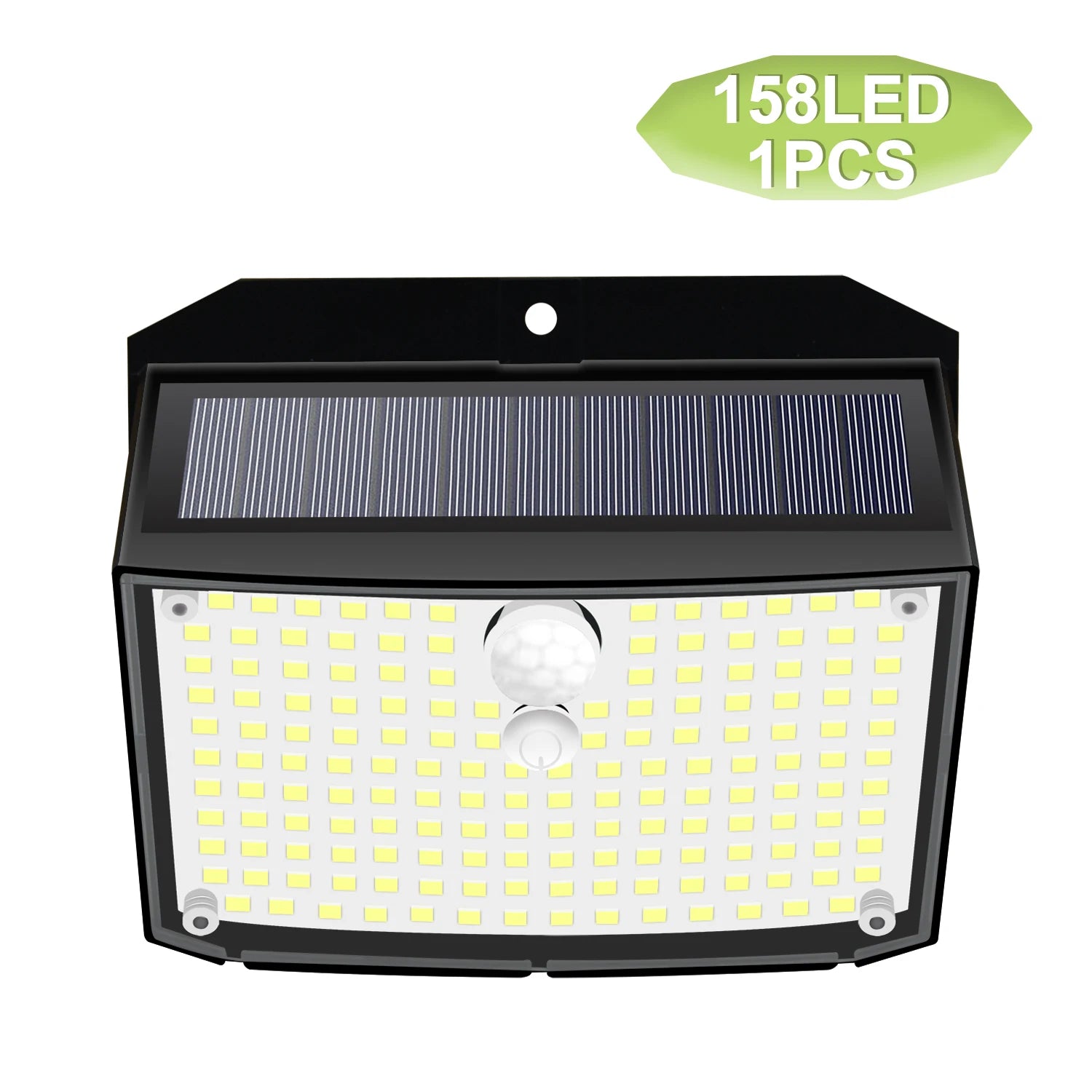 Applique Murale Solaire à 158 LED avec Détecteur de Mouvement, Imperméable et Sans Fil, Éclairage d'Extérieur, 3 Modes de Sécurité, Idéal pour un Jardin, une Clôture, une Cour, un Garage