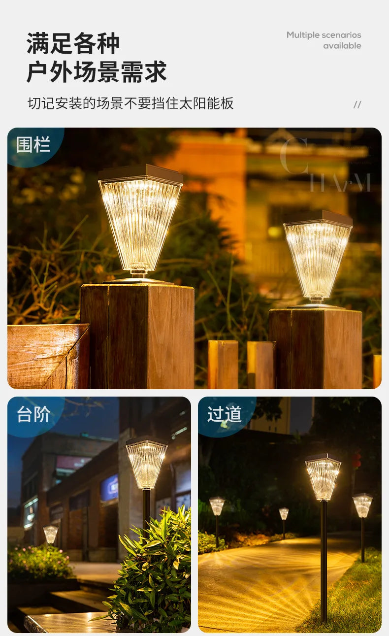 Lampes solaires pour la maison, l'éclairage d'ambiance de villa et de cour, lampes de jardin extérieures à haute luminosité
